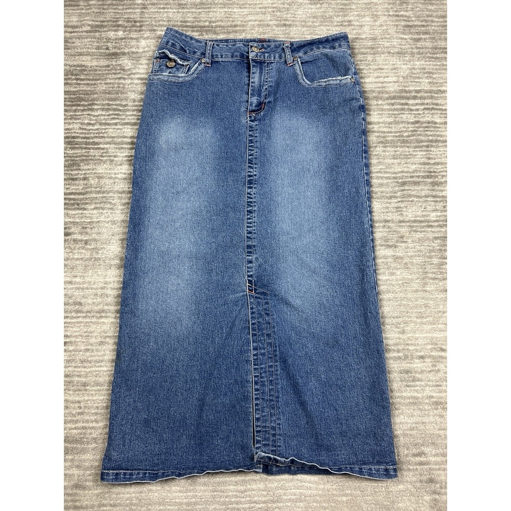 Vezucci Blue Denim Maxi Skirt